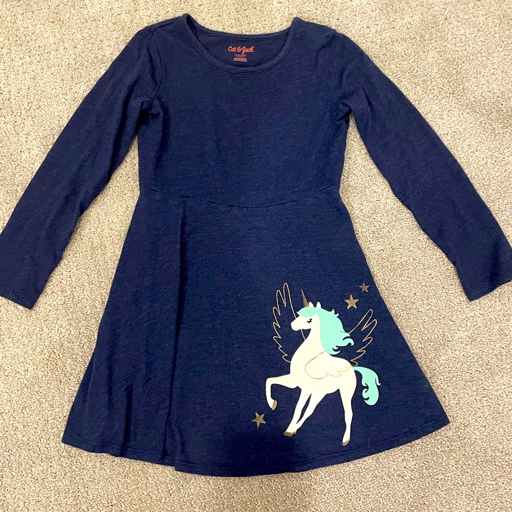 Cat & Jack Girls Dress, blue, size 6/6x.
